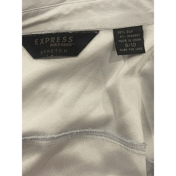 Vintage Silk Shirt 9/10 Button Up Down Blouse Top Express Silver Classic - Picture 9 of 9